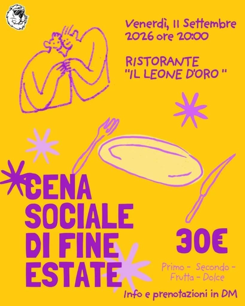 Locandina Cena sociale di fine estate – Il Leone d'Oro, San Marco dei Cavoti