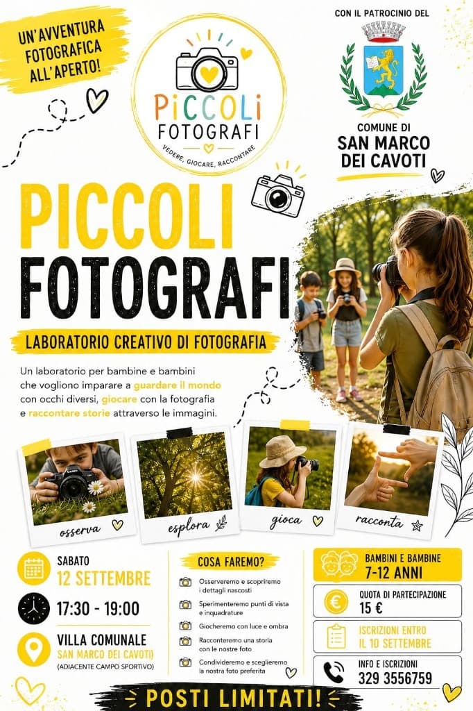 Little Photographers – Creative Photography Workshop poster, San Marco dei Cavoti